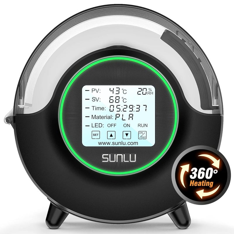 Sunlu Official Filament Dryer S2, 70℃ Max Temperature, Built-in Circulation Fan, 3D Printer Filament Storage Box Filament Dehydrator, Nylon TPU PLA PETG ABS 3D Printer Filament Dryer Box (Black) - Image 1
